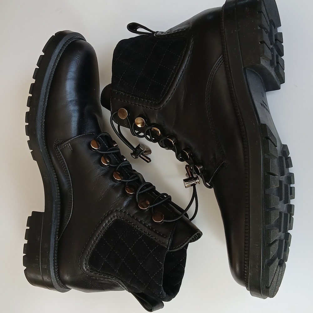 AQUATALIA Black Leather Luxery Moto Classic Boots Made In ITALY womens Sz10 - Picture 4 of 8